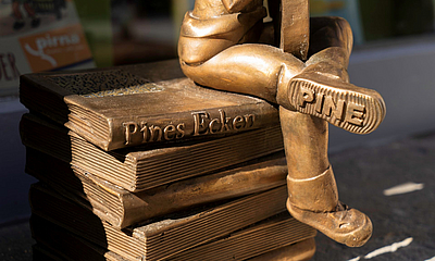 Nahaufnahme Kultur-Pine Pine-Bronze an der StadtBibliothek