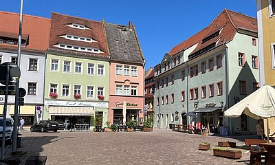 Marktplatz Pirna – Ansicht Untermarkt Blickrichtung Ecke Barbiergasse