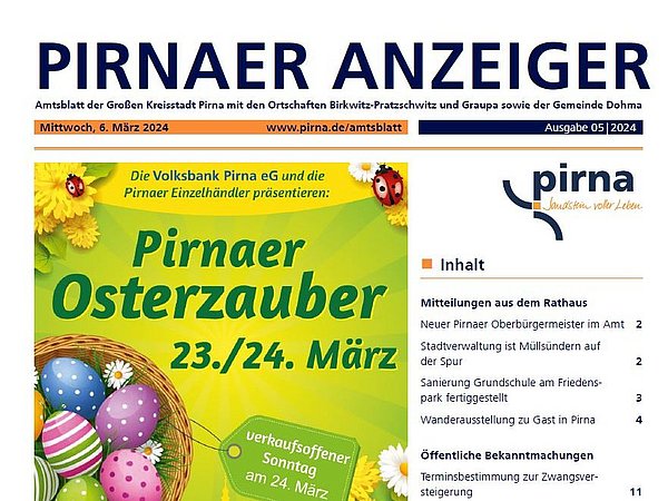 Titelblatt Anzeiger Pirna 05/2024