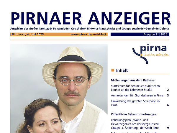 Titelblatt vom Pirnaer Anzeiger 11/25 vom 4. Juni 2025