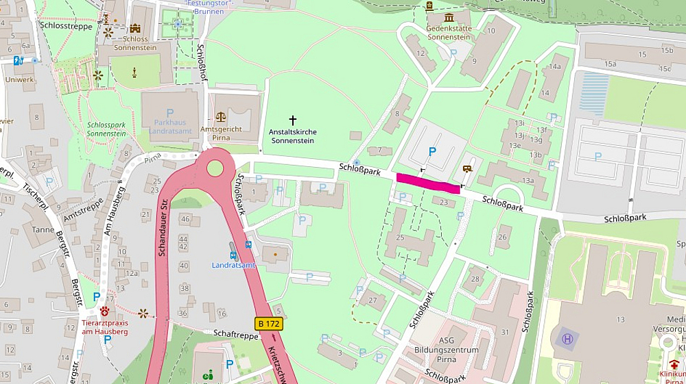 Kartenausschnitt Pirna – Schlosspark 23-25