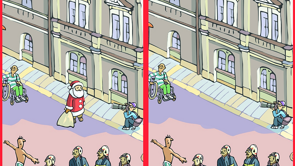 Der Weihnachtsmann verschwindet aus dem Wimmelbild