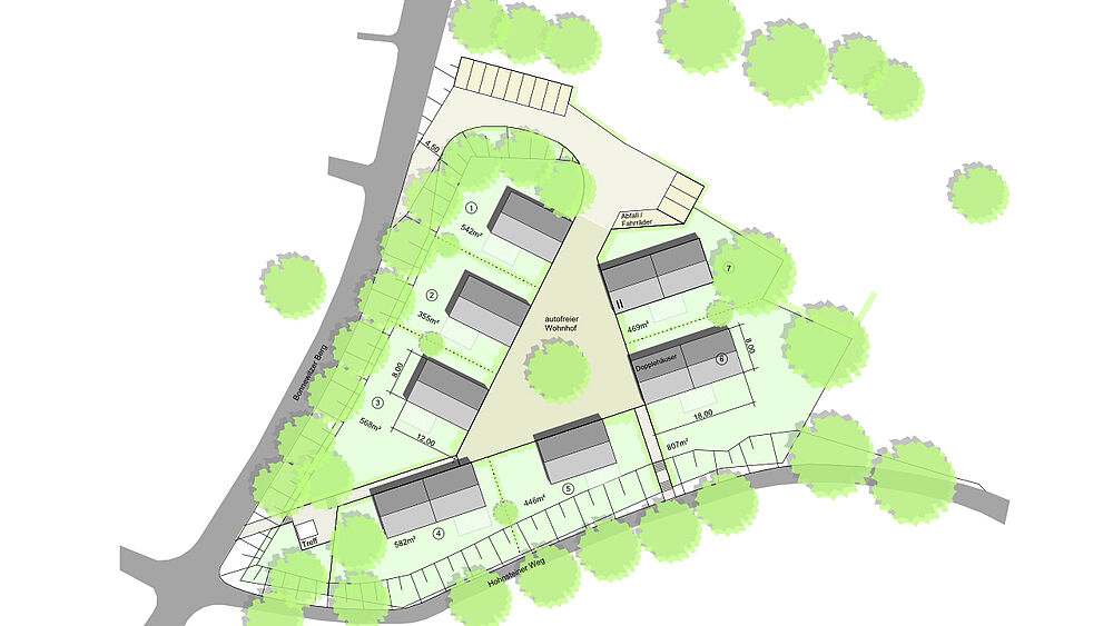 Lageplan zum zukünftigen Wohnhof Bonnewitz