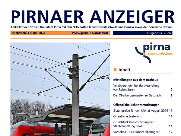 Titelmotiv des Pirnaer Anezigers Ausgabe 14 / 2024