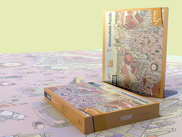 Puzzle mit Wimmelbild-Motiv in verschiedenen Größen
