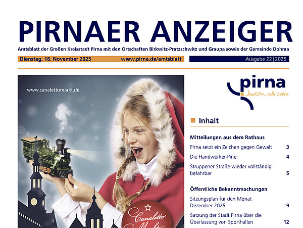 Titelblatt des Pirnaer Anzeigers Ausgabe 22