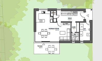Grundriss Erdgeschoss Wohnhof Bonnewitz beispielhafter Grundriss Erdgeschoss