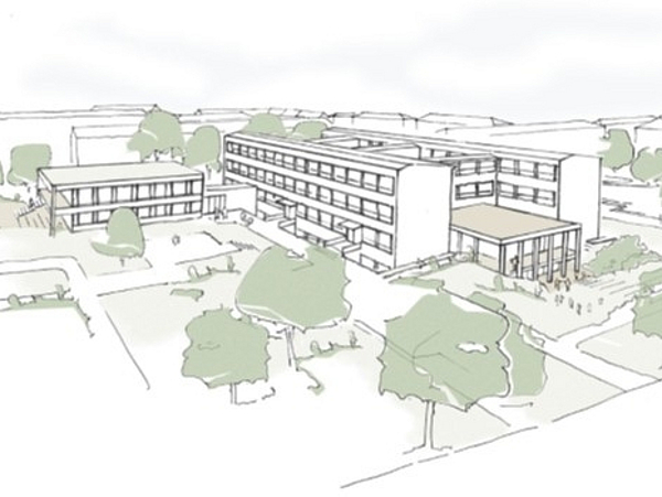 Zeichnung des geplanten Gebäudes des Soziokulturellen Zentrums auf dem Sonnenstein