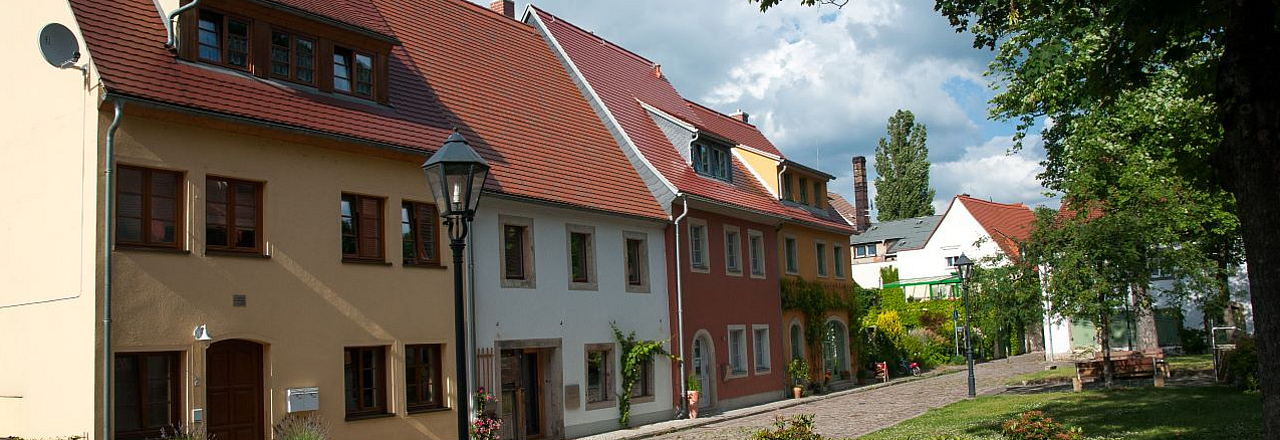 Bunte Häuser in Pirnas Altstadt