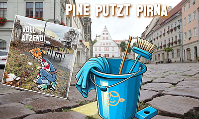 Putzeimer auf dem Marktplatz