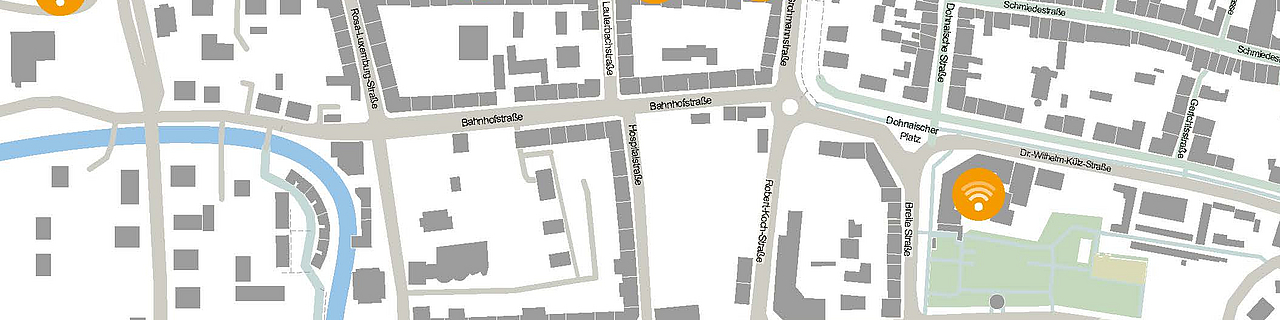 Übersicht Karte mit WLAN-Hotspots in Pirna