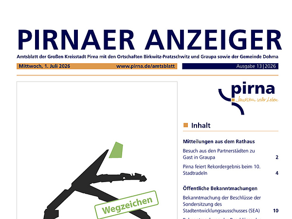 Pirnaer Amtsblatt Ausgabe 13/26 vom 01.07.2026