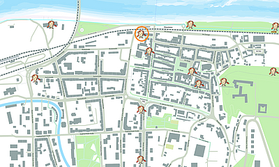 Übersichtskarte der Pirnaer Knirpse mit Museums-Pine Karte von Pirna, in der die Pirnaer Knirpse eingezeichnet sind