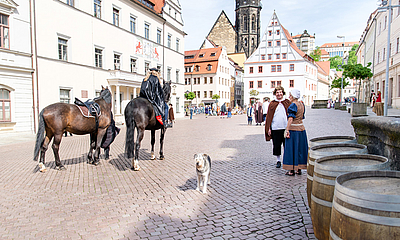 Canalettoblick Pferde und Hunde
