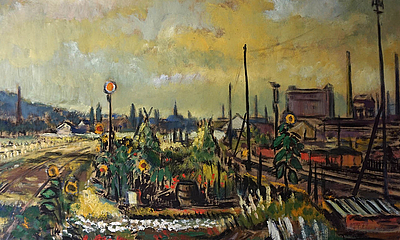 Gartenanlage zwischen Bahngleisen