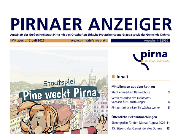 Titelblatt des Pirnaer Anzeigers Ausgabe 14