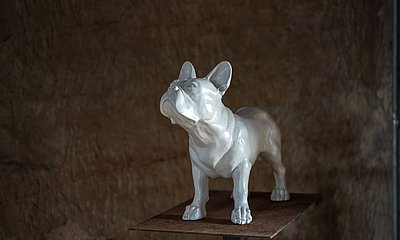Bulldogge in der Ausstellung "Das Tier – Sinnbild des Göttlichen"