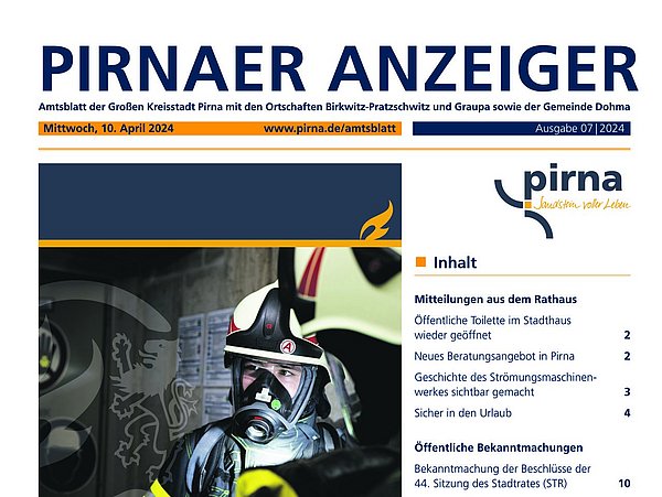 Titelblatt Anzeiger Pirna 07/2024
