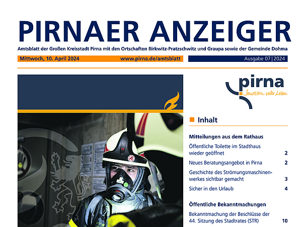 Titelblatt Anzeiger Pirna 07/2024