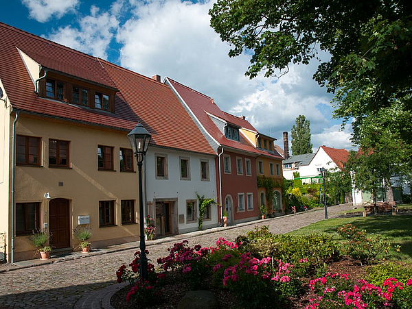 Bunte Häuser in Pirnas Altstadt