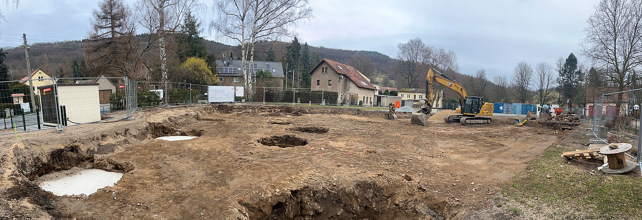 Baufortschritt Turnhalle Neundorf Panorama