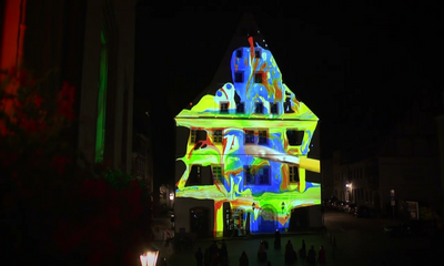 Fassadenprojektion am Canaletto-Haus in Pirna