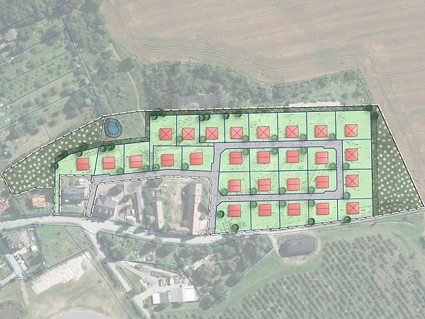 Planzeichnung des zukünftigen Wohngebiet Cunnersdorf