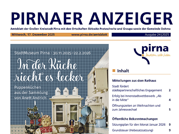 Titelbild des Pirnaer Anzeigers 24. Ausgabe 2025