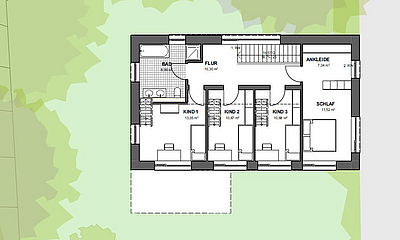Grundriss Obergeschoss Wohnhof Bonnewitz beispielhafter Grundriss Obergeschoss