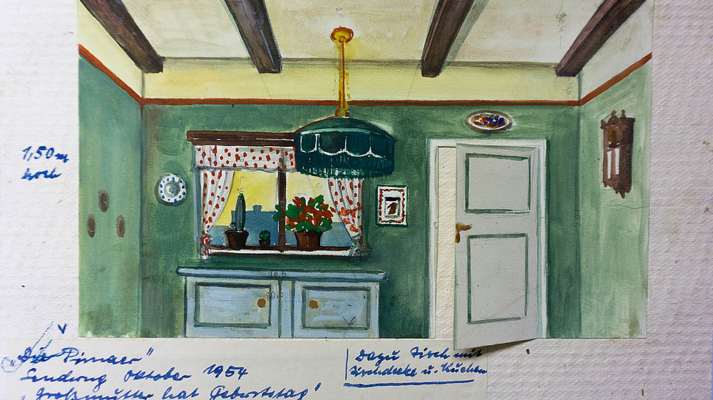 Bühnenbildentwurf Gezeichneter Bühnenbildentwurf