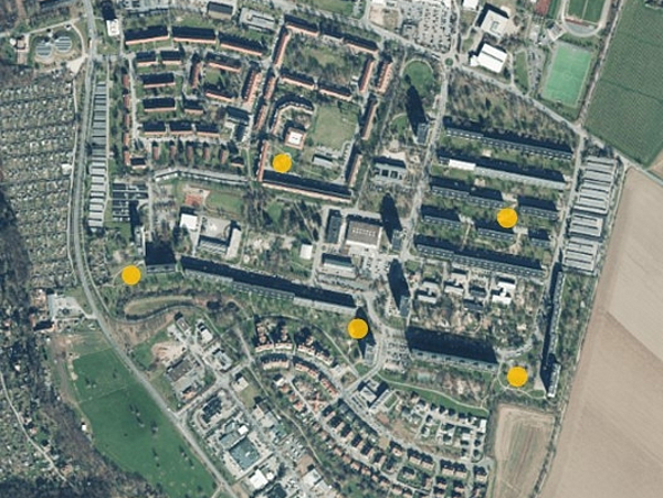 Karte, auf der neue Beleuchtungspunkte eingezeichnet sind