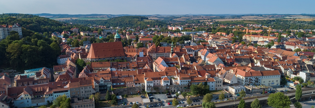 Stadtportrait, Ortsteile, Luftaufnahme von Pirnas Altstadt