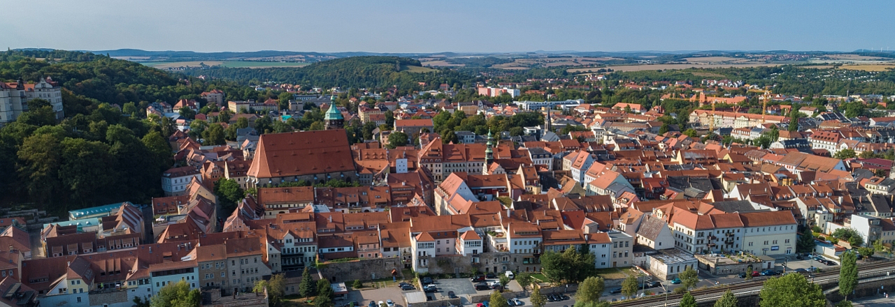 Stadtportrait, Ortsteile, Luftaufnahme von Pirnas Altstadt