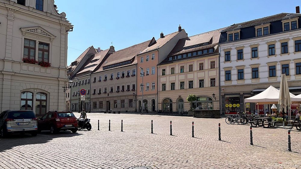 Marktplatz Pirna – Seite Blickrichtung Obermarkt