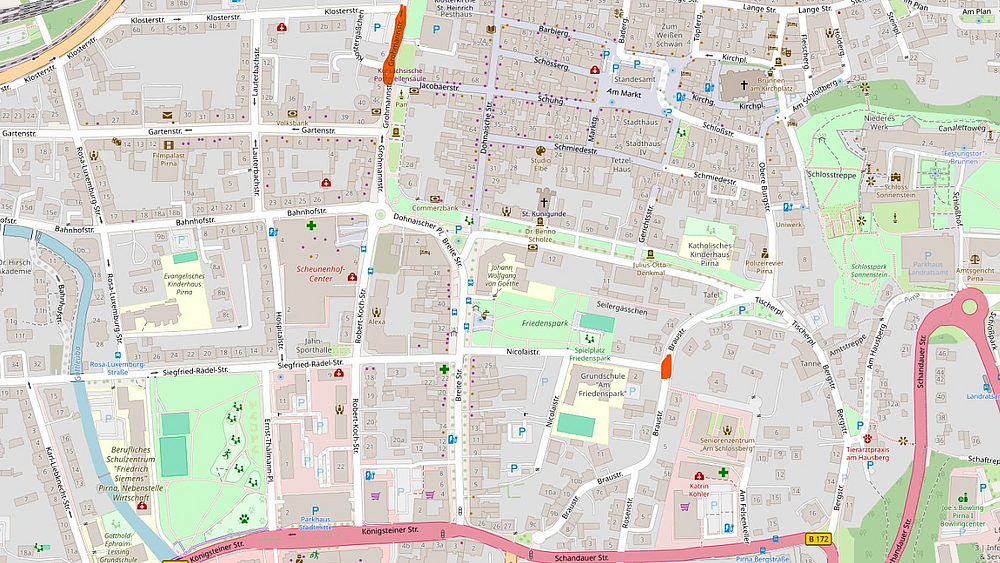 Verkehrseinschränkung Karte Pirna Verkehrseinschränkung Braustraße und Grohmannstraße