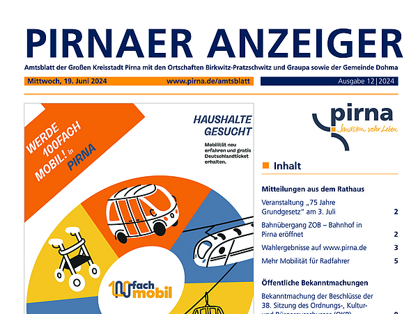 Titelseite des Pirnaer Anzeigers Ausgabe 12/2024