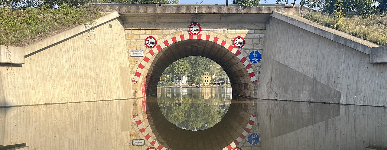Hochwasser am Elbufer in Pirna 2024