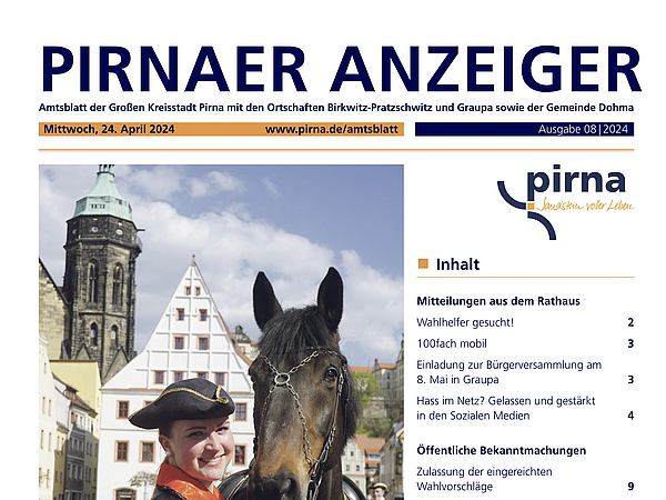 Titelbild des Pirnaer Aneziegers Augabe 8 aus dem Jahr 2024