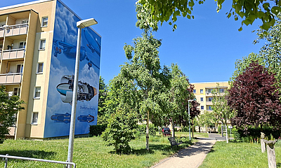 auf LED umgerüstete Laternen im EFRE-Gebiet Sonnenstein