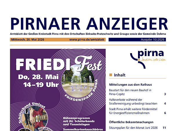 Pirnaer Anzeiger 01/26 vom 14. Januar 2026
